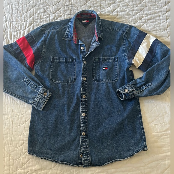 Tommy Hilfiger Tops - Tommy Hilfiger Denim Shirt with Red, Blue, and White Accents